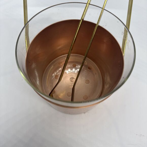 Copper Glass Ice Cube Container Ice Bucket with Pliers Vintage 1960s - 1970s - Picture 2 of 9